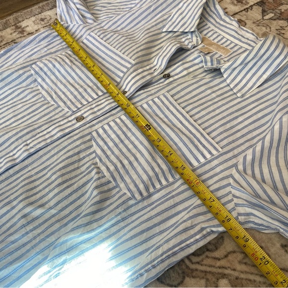 MICHAEL Michael Kors Light Blue and White Striped Shirt - Picture 9 of 12